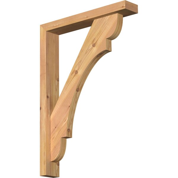 Ekena Millwork Olympic Block Smooth Bracket w/ Offset Brace, Western Red Cedar, 3 1/2"W x 20"D x 28"H BKT0402X20X28OLY05SWR - main